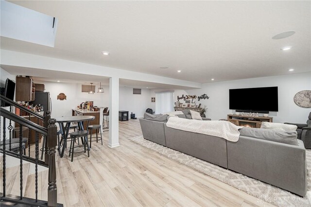 5078 Magellan Way, Franklin, OH 45005 - living room with light wood-style floors, recessed lighting, and stairs