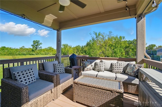 5078 Magellan Way, Franklin, OH 45005 - wooden deck with an outdoor living space and ceiling fan
