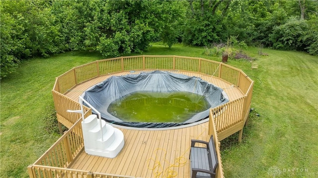 235 Stonequarry Rd, Vandalia, OH 45377 - view of pool with a wooden deck and a yard
