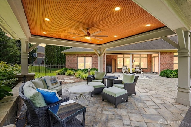 1106 Roger Scott Dr, Bellbrook, OH 45305 - view of patio with outdoor lounge area and ceiling fan