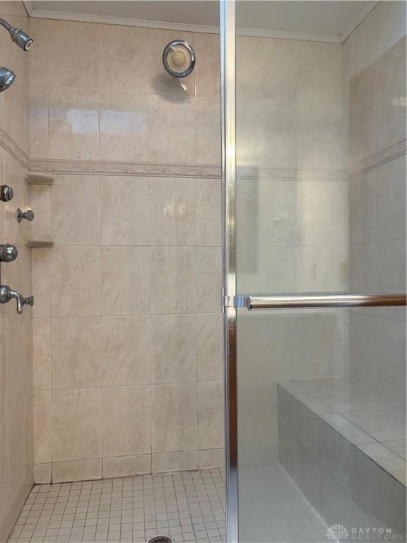 215 W Martindale Rd, Englewood, OH 45322 - bathroom featuring a stall shower and ornamental molding