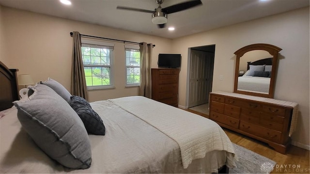 5468 Split Rock Dr, Dayton, OH 45424 - bedroom with recessed lighting, wood finished floors, and ceiling fan