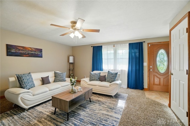 2946 Rockledge Trl, Beavercreek, OH 45430 - carpeted living area with ceiling fan and baseboards