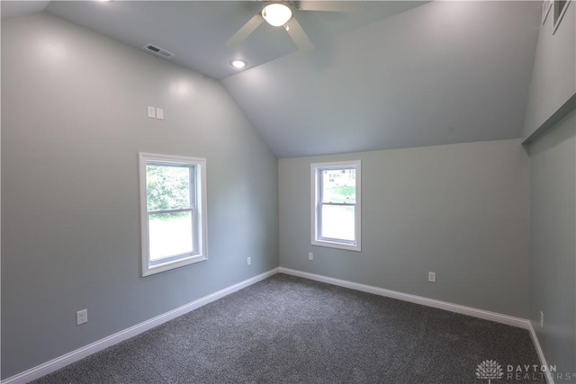506 Linden Ave, Dayton, OH 45403 - bonus room with vaulted ceiling, healthy amount of natural light, a ceiling fan, dark carpet, and recessed lighting
