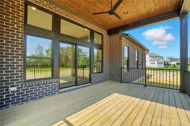8559 Wandering Brook Way, Waynesville, OH 45068 - wooden terrace with a ceiling fan