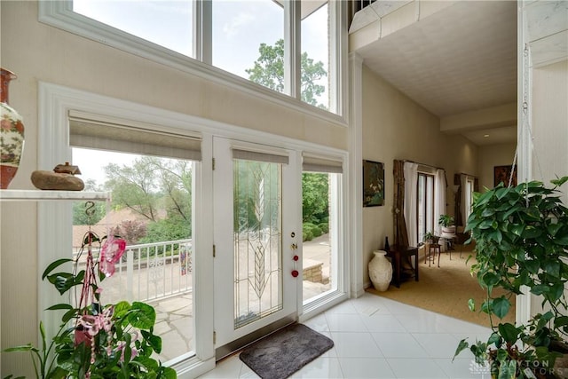 1952 Tait Circle Rd, Dayton, OH 45429 - doorway featuring plenty of natural light, light tile patterned floors, and a towering ceiling