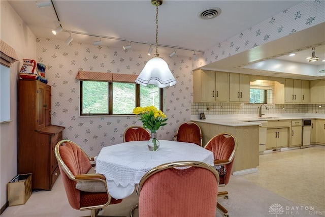 1952 Tait Circle Rd, Dayton, OH 45429 - dining space featuring track lighting and wallpapered walls