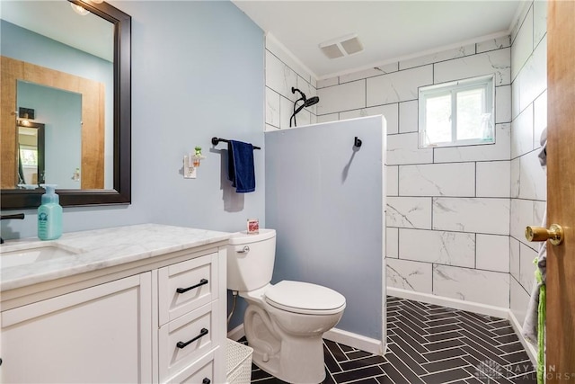 1864 E Lytle 5 Points Rd Unit R, Centerville, OH 45458 - bathroom featuring vanity, a walk in shower, and brick patterned floors
