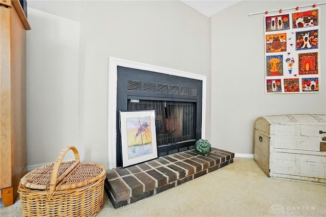 3127 Gracemore Ave, Kettering, OH 45420 - detailed view of carpet flooring and a fireplace with raised hearth
