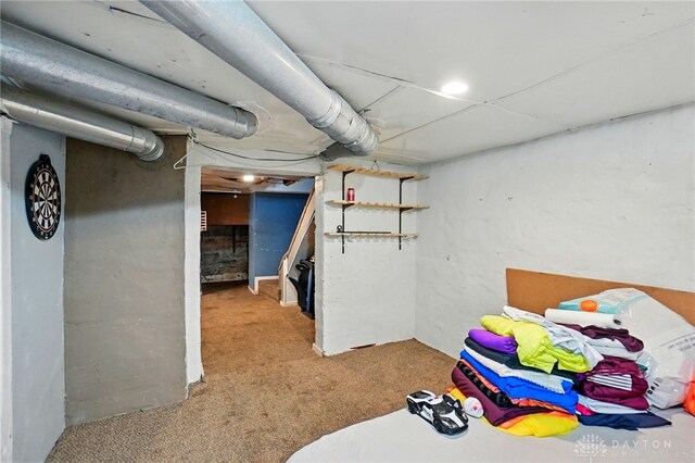 57 S Torrence St, Dayton, OH 45403 - unfinished basement featuring carpet floors and stairway
