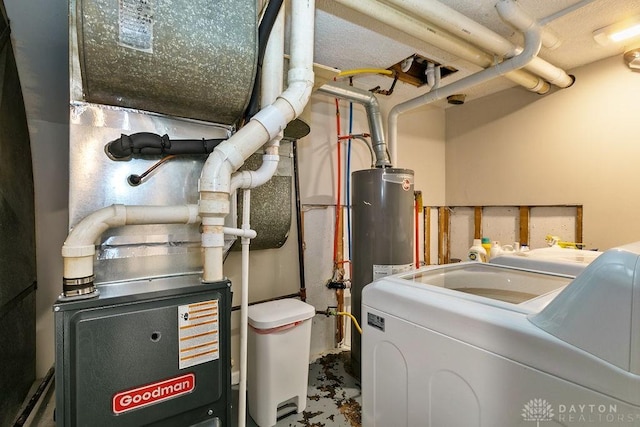 6814 Rushleigh Rd, Englewood, OH 45322 - utilities with washer / dryer, gas water heater, and heating unit