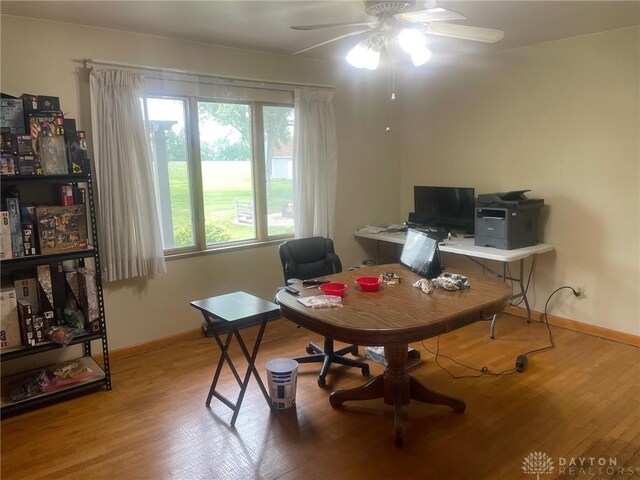 311 Swailes Rd, Troy, OH 45373 - office area featuring ceiling fan and wood finished floors