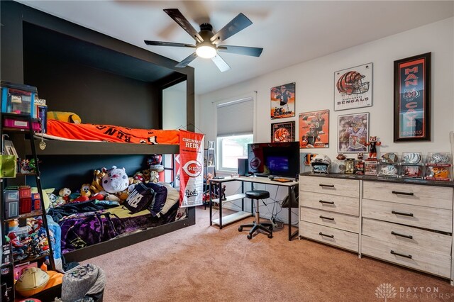 8282 Hile Ln, Germantown, OH 45327 - carpeted bedroom featuring a desk and ceiling fan