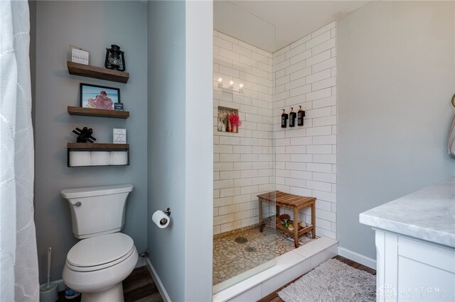 8282 Hile Ln, Germantown, OH 45327 - full bath featuring tiled shower, wood finished floors, and vanity