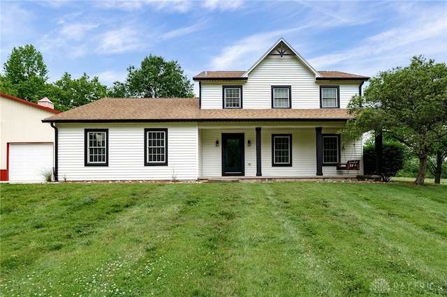 8282 Hile Ln, Germantown, OH 45327 - view of front of property featuring covered porch, a front lawn, and roof with shingles