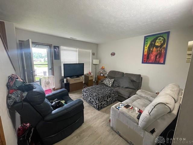 1608 Belvo Rd Unit 1602, Miamisburg, OH 45342 - living room featuring light wood-type flooring and a textured ceiling