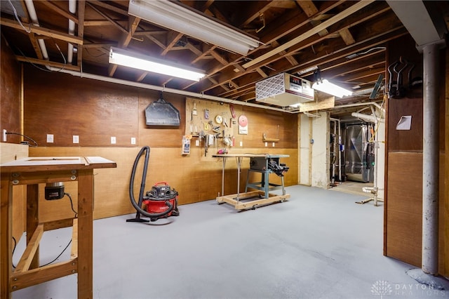 164 Winding Way, Kettering, OH 45429 - unfinished basement with a workshop area and a heating unit