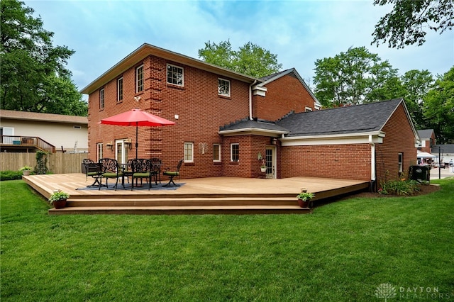 164 Winding Way, Kettering, OH 45429 - rear view of house with brick siding and a deck