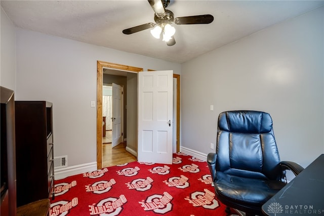 164 Winding Way, Kettering, OH 45429 - carpeted office space featuring baseboards and ceiling fan