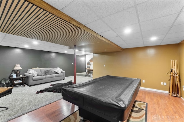 3075 Addison New Carlisle Rd, New Carlisle, OH 45344 - rec room with wood finished floors, billiards table, and a drop ceiling