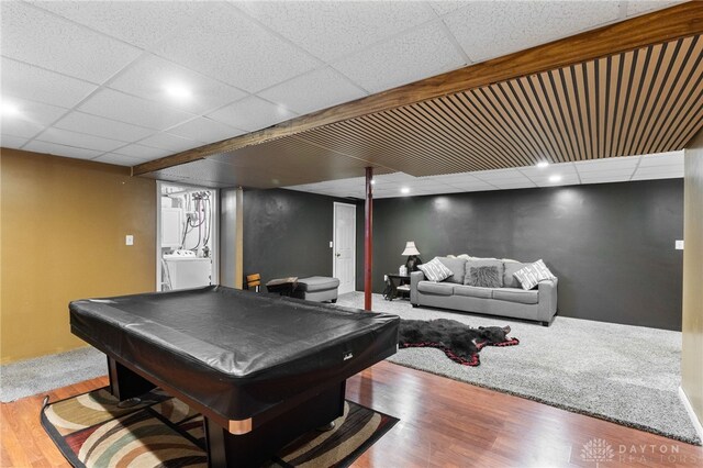 3075 Addison New Carlisle Rd, New Carlisle, OH 45344 - game room with wood finished floors, a drop ceiling, and billiards table