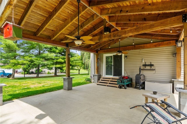 3075 Addison New Carlisle Rd, New Carlisle, OH 45344 - view of patio featuring entry steps and a ceiling fan