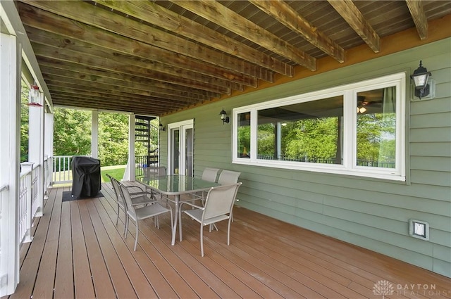 855 Quarry Rd, Silver Creek Twp, OH 45335 - deck featuring area for grilling and outdoor dining area