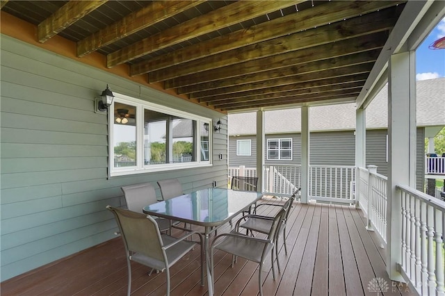 855 Quarry Rd, Silver Creek Twp, OH 45335 - wooden deck with outdoor dining space