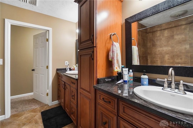855 Quarry Rd, Silver Creek Twp, OH 45335 - full bathroom with vanity, tile patterned floors, and a shower