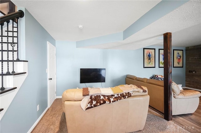 855 Quarry Rd, Silver Creek Twp, OH 45335 - living area with carpet and stairway