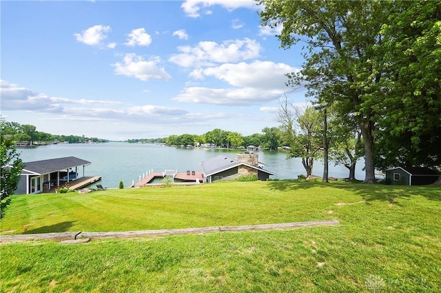 855 Quarry Rd, Silver Creek Twp, OH 45335 - dock area featuring a water view and a lawn