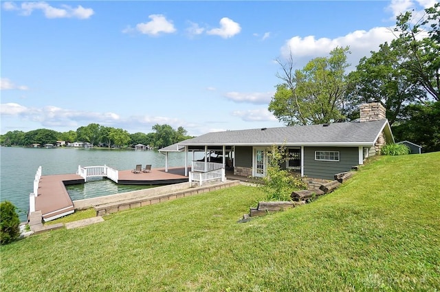 855 Quarry Rd, Silver Creek Twp, OH 45335 - dock area featuring a water view and a lawn