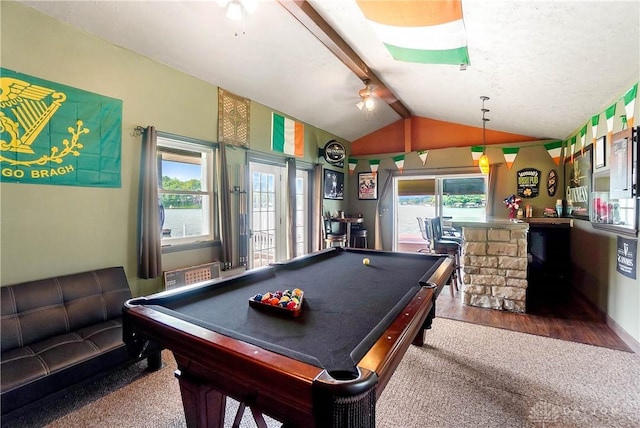 855 Quarry Rd, Silver Creek Twp, OH 45335 - playroom with pool table, a ceiling fan, and carpet floors