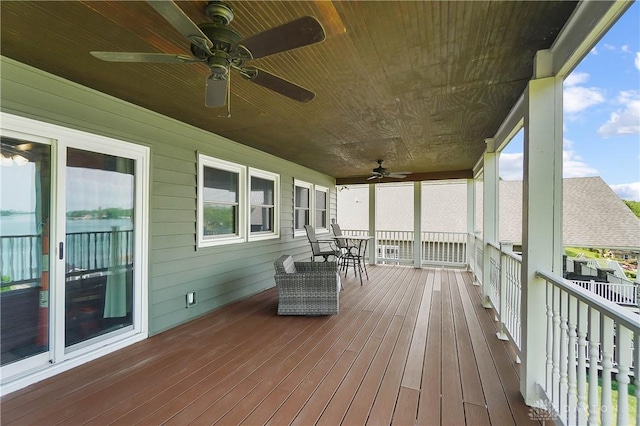 855 Quarry Rd, Silver Creek Twp, OH 45335 - wooden deck featuring ceiling fan