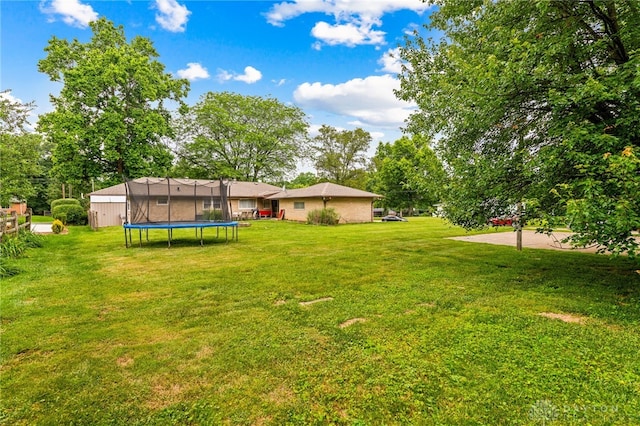 8684 Woodview Dr, Cincinnati, OH 45231 - view of grassy yard featuring a trampoline