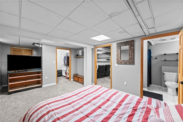 8684 Woodview Dr, Cincinnati, OH 45231 - bedroom with a paneled ceiling, carpet flooring, a spacious closet, and ensuite bathroom