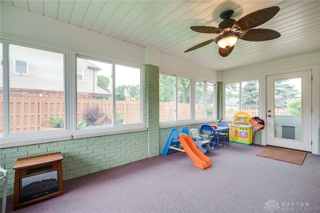 1396 Surrey Rd, Vandalia, OH 45377 - sunroom / solarium featuring carpet flooring and wooden ceiling