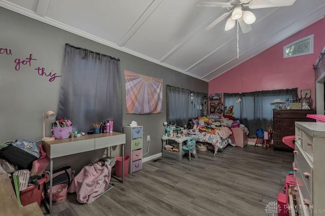 4510 Trenton Franklin Rd, Middletown, OH 45042 - bedroom featuring wood finished floors, ceiling fan, and high vaulted ceiling