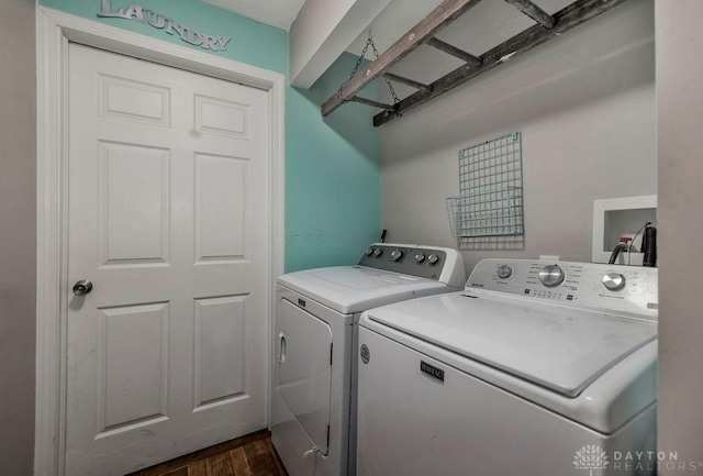 4510 Trenton Franklin Rd, Middletown, OH 45042 - laundry area featuring separate washer and dryer and dark wood-type flooring