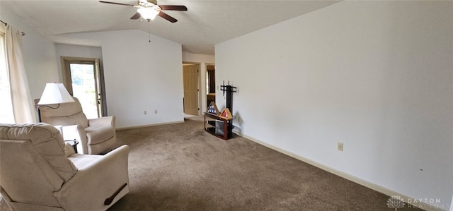 919 N Cherry St, Eaton, OH 45320 - sitting room featuring ceiling fan, carpet floors, and lofted ceiling