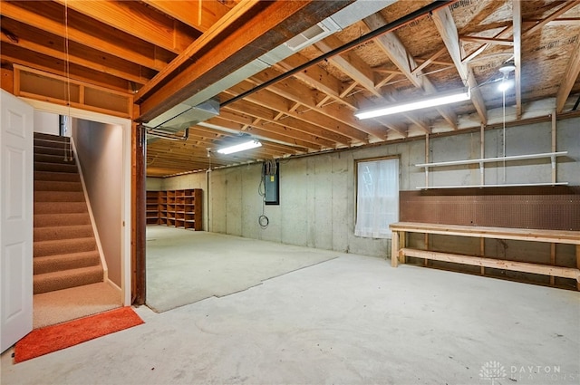 5015 Riverview Ave, Middletown, OH 45042 - unfinished below grade area featuring electric panel and stairs