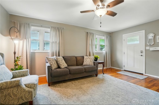 2540 Acorn Dr, Kettering, OH 45419 - living area featuring ceiling fan and wood finished floors