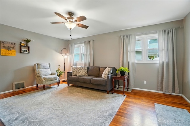 2540 Acorn Dr, Kettering, OH 45419 - living area featuring a ceiling fan and wood finished floors