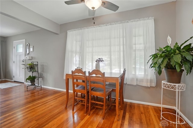 2540 Acorn Dr, Kettering, OH 45419 - dining room with wood finished floors and a ceiling fan