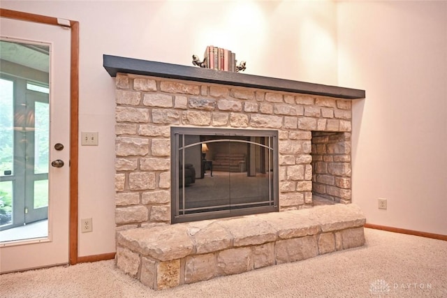 1241 Wind Field Ct, Washington Twp, OH 45458 - detailed view of carpet floors and a fireplace