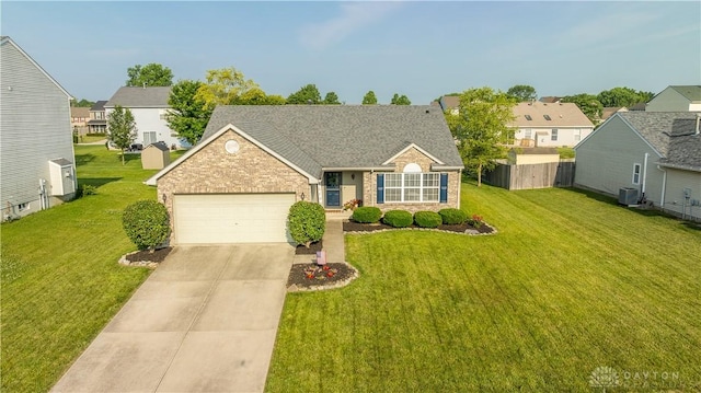 21 Meadowcrest Dr, Franklin, OH 45005 - traditional-style home with a garage, driveway, a residential view, and brick siding
