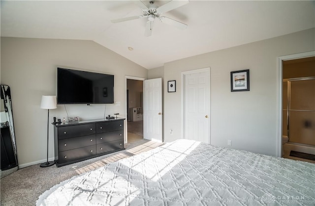 21 Meadowcrest Dr, Franklin, OH 45005 - bedroom featuring lofted ceiling, carpet, and ceiling fan