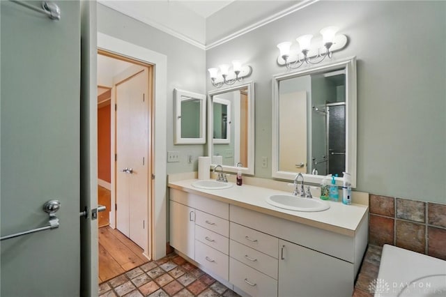 18 S Saint Clair St Unit 203, Dayton, OH 45402 - full bath with double vanity and stone finish flooring