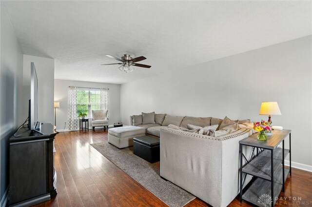 1510 Ash Ridge Ct, Vandalia, OH 45377 - living room with ceiling fan and dark wood finished floors