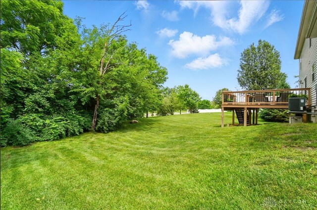 1510 Ash Ridge Ct, Vandalia, OH 45377 - view of green lawn with a deck and stairway